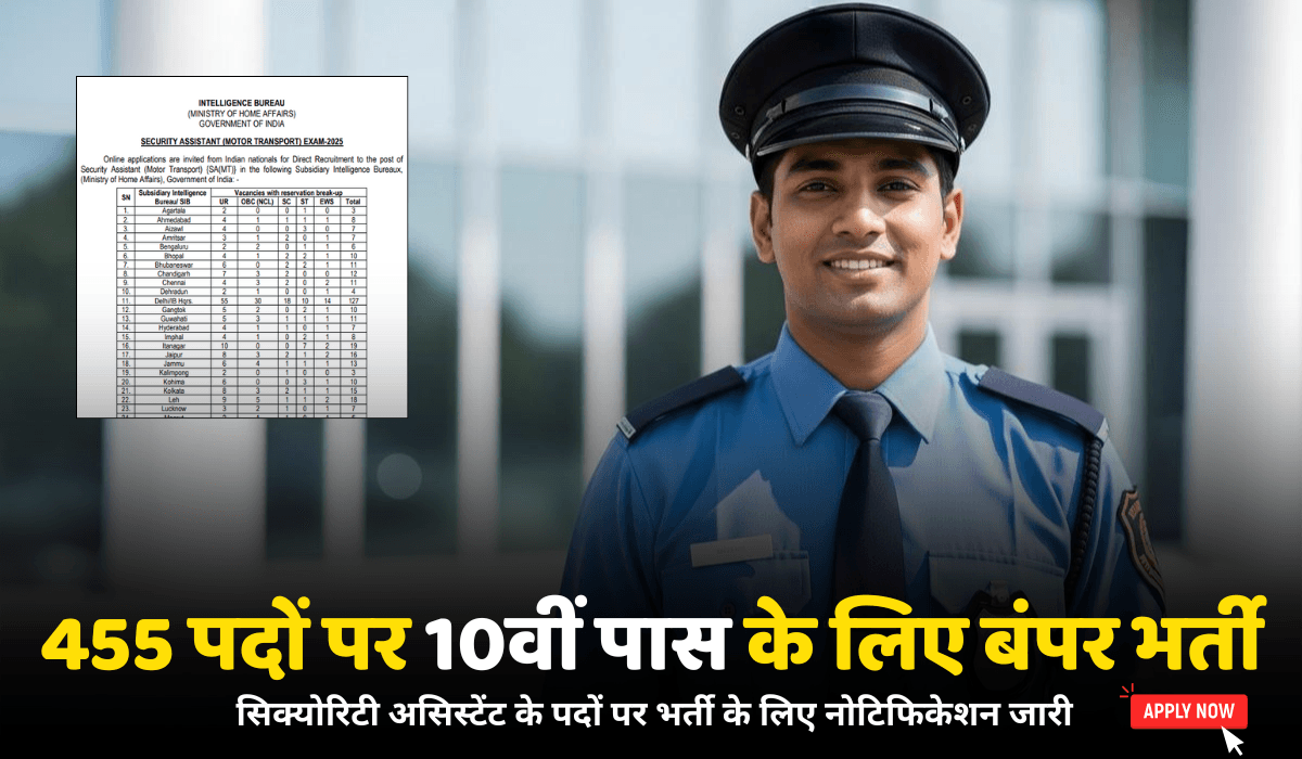 IB Security Assistant MT Vacancy 2025